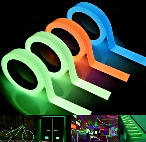 4 Farben Fluoreszierendes Klebeband | Selbstklebendes Leuchtband 1cm x 5m