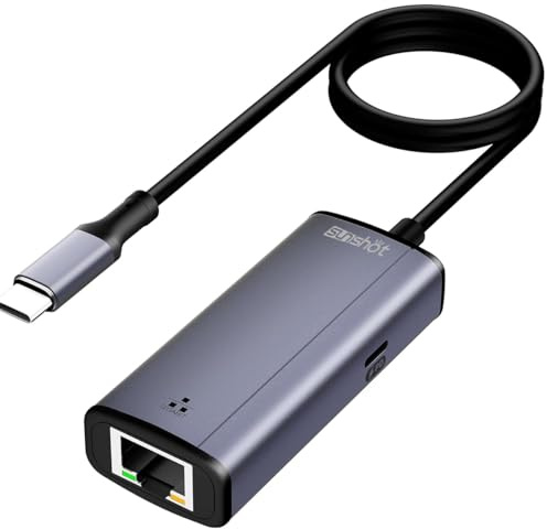 Adaptador Sunshot USB-C a Ethernet con Carga PD de 100 W, Adaptador LAN Gigabit 2 en 1 de Tipo C a RJ45, Plug & Play para iPhone 17/16/15, iPad Pro, MacBook, portátil, PC de Escritorio y más.