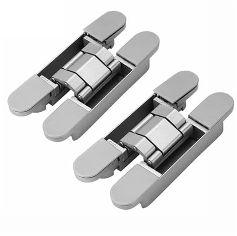 Gångjärn i rostfritt stål, 2 st/parti 40/80 kg gångjärnsförsedda möbelbeslag dold trädörr vikdörr justerbar form bärförmåga(80KG-silver)