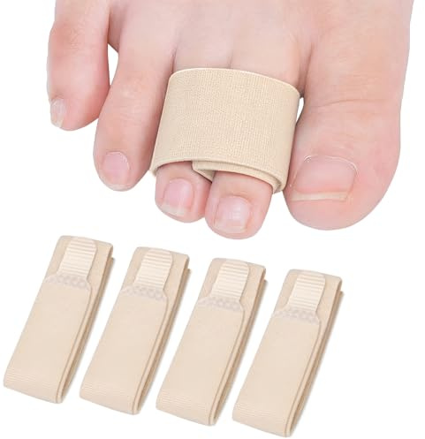 Sumifun 4 fasce per dita dei piedi, rotte, punta a martello, punta a martello, punta rotta – Beige