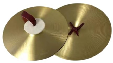 Fiocias 2 Piezas Platillo Crash Címbalo Manual Percusión Rítmica Instrumento Musical Aleación Robusta con Correa Resistente Adecuado para Ejercicios Musicales, 16 Inch