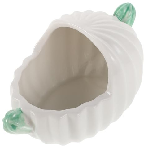 NUOBESTY Bassin en Céramique Blanc de Cactus pour Bain de Sable de Gerbilles et Chinchillas, Décoratif, Stable et Confortable pour Accessoires de Salle de Bain