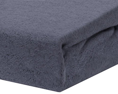Winter Spannbettlaken | Farbenfrohes Thermo Fleece | Spannbetttuch, Bettlaken in vielen Größen und Farben (90 x 190 cm - 100 x 200 cm, Anthrazit/Grau)