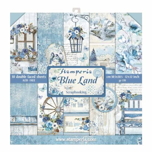 Stamperia International KFT Bloque 10 hojas - Doble cara Blue Land, Pergamino, Multicolor, talla única, SBBL47