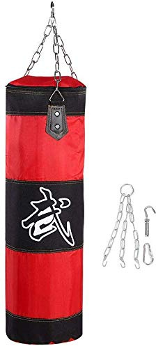 VGEBY1 Sac de Frappe, Sac de Boxe Sac de Frappe sans Sables Rempli Lourd Equipement d'Entraînement de MMA Muay Thai Kickboxing Arts Martiaux(80cm-Rouge)