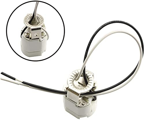 Longdex E11 Lampholder E11 Mini Candelabra Ceramic Screw Base Socket Halogen Lamp Holder With 8Inch Wire Leads