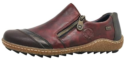 Rieker L7571-25 Eagle Casual Slip On Leather Shoes in Vino 3.5 UK VINO