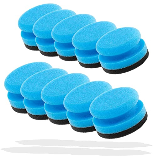 detailmate Entretien de Voiture - Fabriqué en Allemagne - Lot de 10 éponges Polissage en Mousse pour Polissage à la Main/Cire/applicateur pour Produits de Soins sur Plastique (Medium/Soft Ø90 mm)