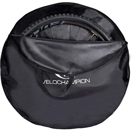 VeloChampion Estuche impermeable para ruedas de bicicleta | Bicicleta de montaña, carretera o gravel | para ruedas de bicicleta de 650b, 700c, 26, 27,5 y 29 (Negro, 81cm (MTB) x1)