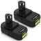 2 Pack Powayup RB18L50 pour Ryobi Batterie 18V 3000mAh Lithium de Remplacement pour Ryobi BPL1815 BPL1820G BPL1820 BPL18151 P102 P103 Outil électrique sans Fil