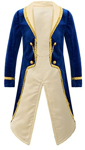 Huimingda Baby Boys Toddler Halloween Classic Prince Costume Lapel Tailcoat Wedding Party Tuxedo Jacket Dress up Royal Blue 12 Years