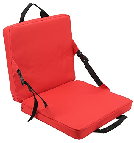 Fockety Cojín de Asiento de Estadio Portátil, Silla de Suelo Acolchada Plegable para Exteriores con Respaldo, Asiento de Blanqueador de Estadio Ligero para Eventos Deportivos, Camping, Playa(Rojo)