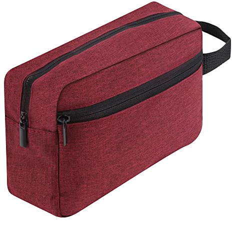 Kulturbeutel Herren, Kulturtasche Damen Große tragbare Kosmetiktasche Wasserabweisend Rasierentasche Waschtasche für die Reise mit Griff Großer Stauraum (Rot)