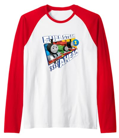 Thomas T-Shirt, Official, Full Steam Ahead, Multiple Colours Raglan Baseball Tee
