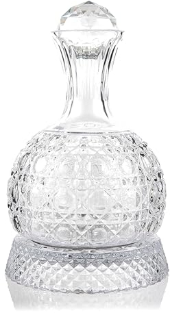 Lvpradior Carafe à vin en cristal - Rotatif à 360° - Aérateur de vin rouge - 1,5 l - Soufflé à la main - Sans plomb - Cadeau de luxe pour un goût plus lisse (Style 1)
