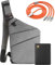 IUHFSIFS Upgrade Diebstahlsichere Tasche【0 Belastung - Komfortable Ergonomie】 Diebstahlsichere Umhängetasche【Viele Taschen Extrem Wasserdicht Kratzfest】 Anti Diebstahl Tasche Damen Herren Grau Links
