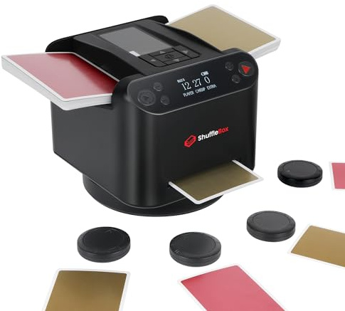 ShuffleBox G1 Pro Automatische Kartenmischer und Kartensender 2 in 1,Ultra leise,für UNO, Taco Cat Ziegenkäse Pizza, fünf Kronen, Monopoly Deal, Bycicle und Maverick Karte (Schwarz)