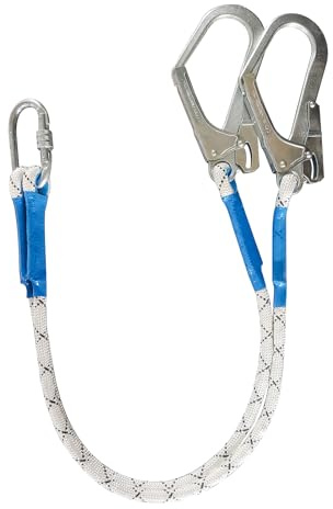 Corde de sécurité anti-chute, sangles de récupération, corde anti-chute de 2 m avec 2 mousquetons en acier allié et amortisseur de chute, convient pour l'escalade rocheuse en plein air, l'escalade des
