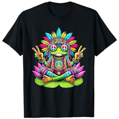 Grenouille Hippie, Signe de la Paix, fête des années 70 et 60, Lunettes de Soleil T-Shirt
