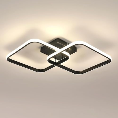 Toolight Lamparas de Techo Salon 42W 4725LM, Plafon LED Techo Moderno Luz Natural 4500K, Cuadrado Luz de Techo Acrílico 64cm para Salón Dormitorio Cocina Comedor Pasillo, Negro