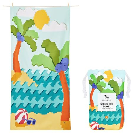 Dock & Bay Strandhandtuch - Schnell trocknende Mikrofaser, ohne Sand - Kompakt, Leicht - 100% recycelt - Inklusive Beutel - Build-A-Beach, Medium (130x70cm, 51x28)