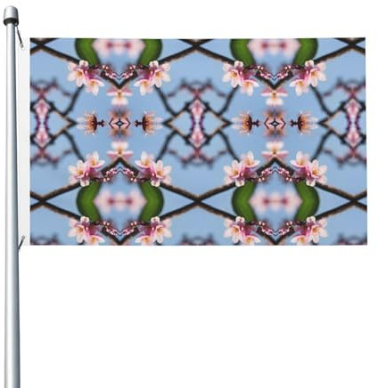 Drapeau de vacances double face avec boutonnière Motif fleurs de prunier