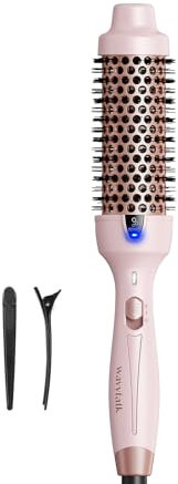 Wavytalk Thermal Brush, Heated Hot Brush for Hair Styling 38mm Ionic Thermal Round Iron for Blowout Express, Heated Curling Iron Create Natural Curls, Dual Voltage and UK Plug, Pink