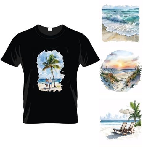 SUPERDANT 4-stil strand värmeöverföring vågor loungefåtölj strykbilder plastfolie logo klistermärken set kläder strykbilder för t-shirts linneväskor jackor gör-det-själv hantverk