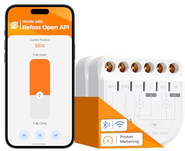 Refoss WLAN 2-kanals smart reläbrytare, 16 A – rullgardinskontroll och strömbrytare för smart hem, med strömförbrukning, lokal API, kompatibel med Home Assistant, Alexa & Google (2 stycken)