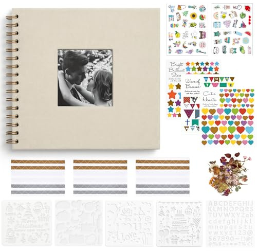 KELAV Album Fotografico DIY 29x21.5cm, 20 Pagine Guestbook Spirale Scrapbook, Album Fotografico Personalizzabile, Album da Incollare Vuoto a Spirale per Anniversario