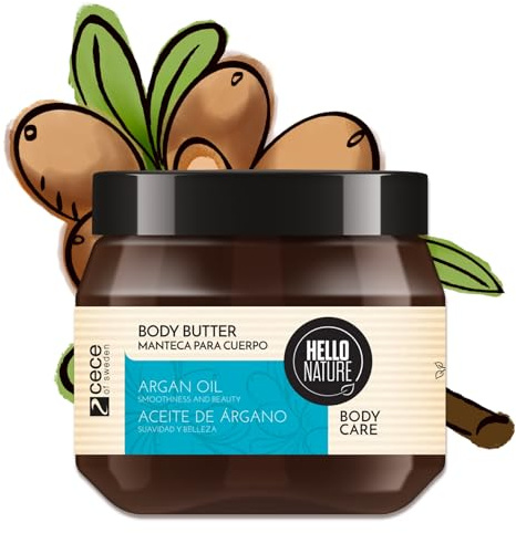 P-Beauty Naturkosmetik Body smör med ekologisk arganolja – kroppssmör för mycket torr hud med sheasmör, macadamiaolja och kokosolja – vegansk närande kräm utan parabener och silikoner – kroppsvård (1