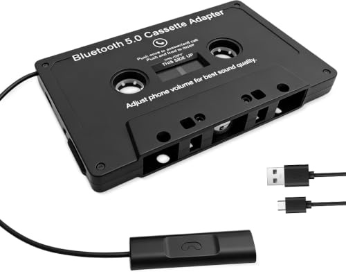 XPJBKC Adaptador de Cassette Bluetooth 5.0, Adaptador de Cassette para Auto a AUX con Micrófono Integrado, Cassette Bluetooth Cochecon Función Manos Libres para Teléfonos, Reproductores de MP3