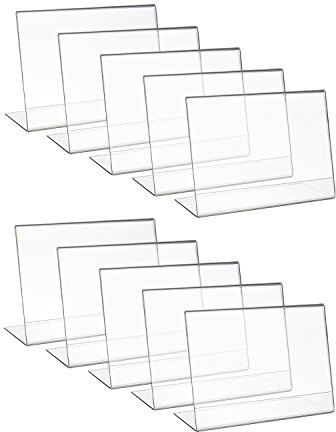 HMF 46933 Acryl Tischaufsteller schräg | 10 Stück | DIN A5 Querformat | Glasklar