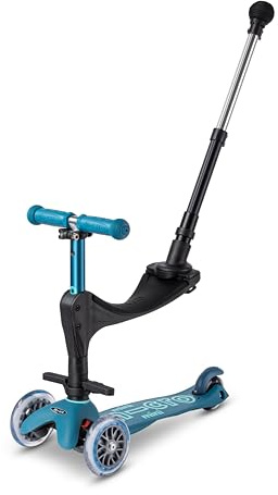 Micro® Mini Trottinette 3 en 1 Deluxe Plus avec siège 3 Roues, siège + Repose-Pieds + bâton de poussée, Hauteur réglable, 1 à 5 Ans