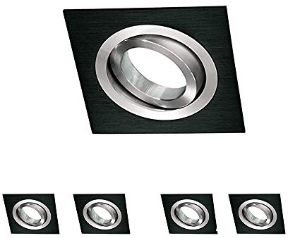 Wonderlamp W-E000142 Spot encastré carré, Noir et Aluminium, 5 UNIDADES