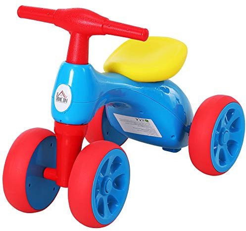 HOMCOM Baby Balance Bike Toddler Training Walker Smooth Rubber Wheels Ride on Toy Storage Bin Gift for Boys Girls Blue Red