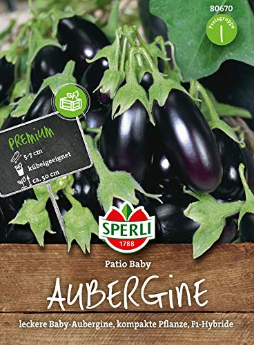 Sperli Auberginensamen Patio Baby, F1 80670 - leckere Baby- Auberginen - kompakter Wuchs - Kübelgeeignet - Samen Gemüse, Gemüse Pflanzen, Saatgut
