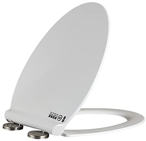 GETZ WC Sitz mit Absenkautomatik, Toilettendeckel mit Schnellverschluss, Einfache Obere Befestigung, Antibakterieller WC-Deckel mit Verstellbaren Scharnieren, V-förmiger Toilettensitz, Weiß