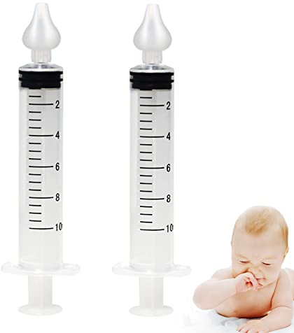 JeoPoom Aspirador Nasal Bebes[2 Unidades], Jeringa Irrigadora Nasal Profesional con Punta de Succión Nasal de Silicona Reutilizable, Aspirador Nasal Bebes Silicona Portátil
