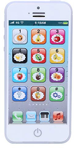 SALALIS Kleinkinder Handy Spielzeug Telefon, Kind Baby Musik Lernmaschine Licht Touchscreen Spielzeug Englisch Lerntelefon Spielzeug für Kinder Frühunterricht(Weiß)