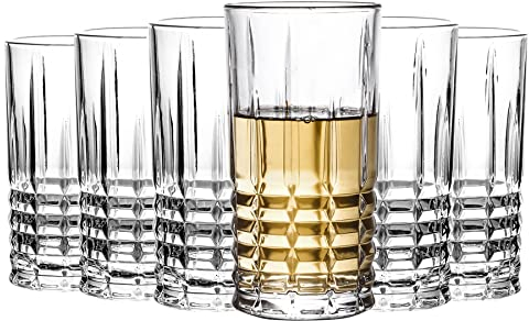 binsakao Highball - Juego de 6 vasos altos de 423 ml, vasos de cóctel para whisky bourbon, bar, té helado, agua, mojito y vasos Tom Collins