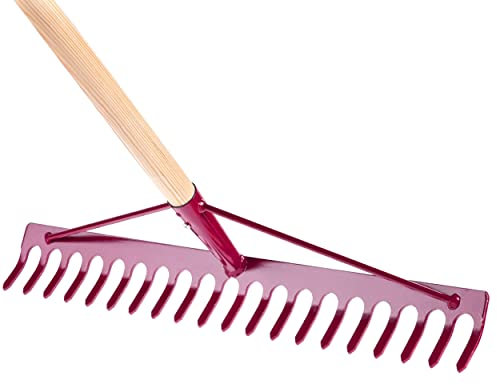 Garden Rake, Steel Hardened Heavy-Duty Rake with Handle for Hay, Leaves, Lawn, and Pebbles Removing, Ideal Gardening Tool (20 Tines - 54 cm / 21 in)
