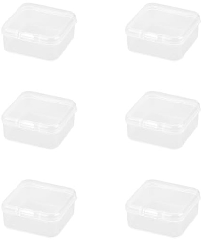Rumyve 6Pcs Clear Plastic Storage Boxes with Lids - Mini Rectangular Containers for Beads, Business Cards, Pills, and Small Items(4.5 * 4.5 * 2 cm)