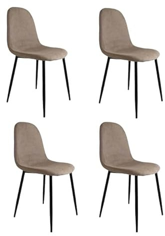 SHIITO - Pack de 4 sillas de Comedor de Estilo Moderno - Modelo Cody 2 - Diseño Sencillo y Elegante - Patas Metálicas - Tapizado en Color Beige