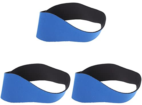 Yardwe 3piezas Diadema De Natación Ajustable Para Adultos y Niño Niña Protección De Oídos Banda Elástica De Neopreno Color Azul Profundo