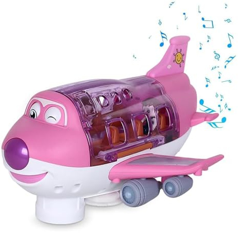 Walopola Avion de Ligne Jouet électrique, Jouet Rotatif d'avion électrique avec lumière, Avion Jouet Portable pour Tout-Petits, Cadeaux d'avion Jouet électrique pour garçons Filles de Plus de 3 Ans