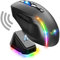 Spirit of Gamer - Elite M50 Dark, Kabellose Gaming Maus RGB 8000 DPI, 6 Programmierbare Tasten, Bluetooth & 2,4 GHz Verbindung, Lange Akkulaufzeit von 90 Stunden, RGB Ladestation, Schwarz