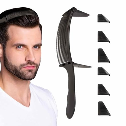 Peigne à cheveux incurvé - Peigne à dents incurvées, peigne de coiffure | Peigne de positionnement professionnel réglable, peigne de coupe de cheveux de barbier avec 6 supports, outil de coiffure à po