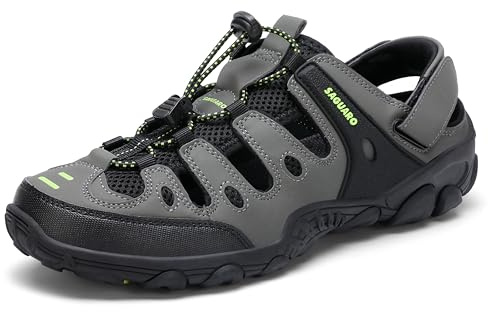 SAGUARO Men's Sport Sandals Adjustable Strap Closed Toe Outdoor Hiking Sandal Beach Water Shoes