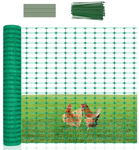 UISEBRT Avstängningsstaket av plast, skyddsnät med markspikar och band, byggstaket, varningsnät, uppsamlingsnät, begränsningsstaket, flexibelt trädgårdsnät grönt, 1 x 50 m